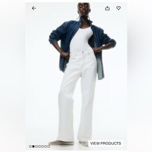 NWT &DENIM straight regular jeans from H&M. Mid-rise. Size 14. White.